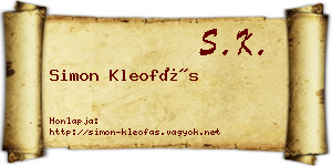 Simon Kleofás névjegykártya